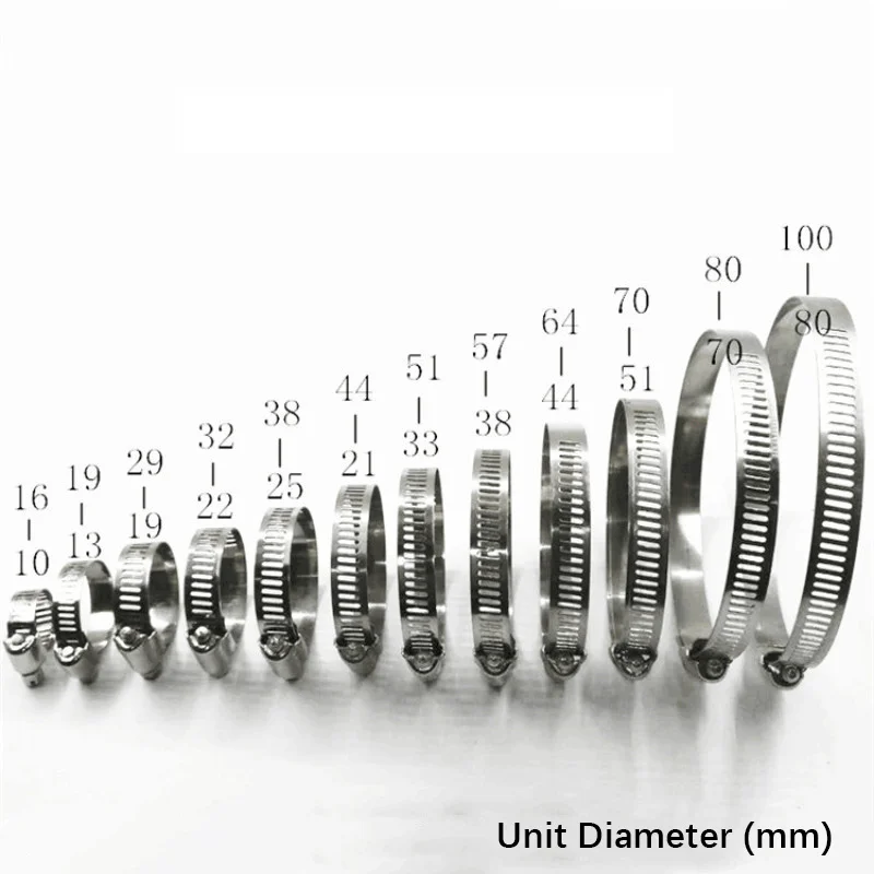 10pcs Stainless Steel American Style Handle Pipe Clamp, Adjustable Quick Release Clamp for Range Hoods & Gas Appliances.