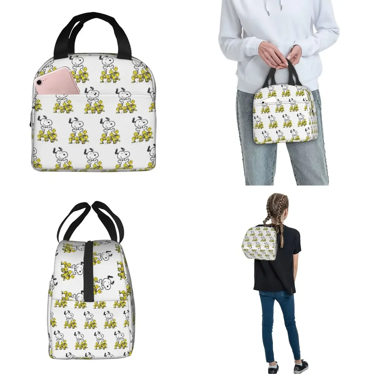 Snoopy Chick Party izolowane torby na lunch torba termoizolacyjna pojemnik na lunch Cartoon duże pudełko na drugie śniadanie Tote Bento etui piknik