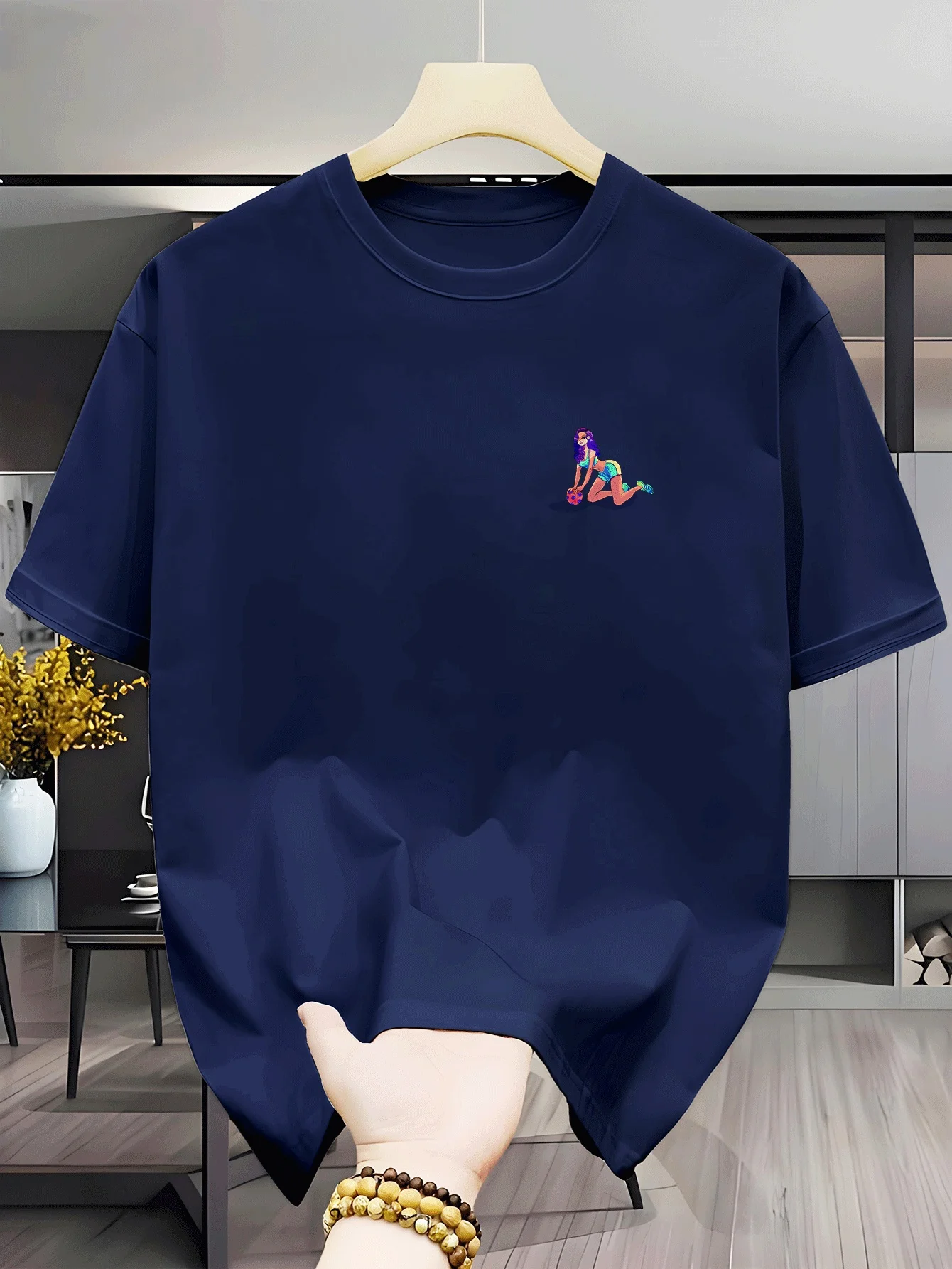 Men'S Top Round Neck Short Sleeve T-Shirt, Convenient, Delicate Touch, Breathable, Youthful Vibe, Fashionable Item, Minimalist S