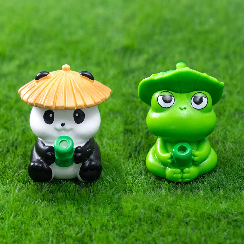 Fischierender Frosch Panda Figur Ornament Kreatives Cartoon-Tier Figur Puppe Aquarium Hängedekoration Tischdekoration – Detail 6