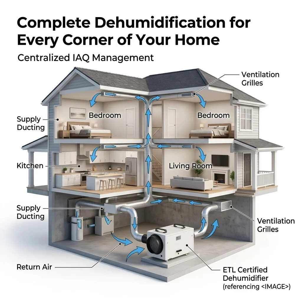 Distributor Wanted ETL Listed 115V 70-140 Pints R32 Ducted Home Residential Basement Whole House Crawlspace Dehumidifier Wifi