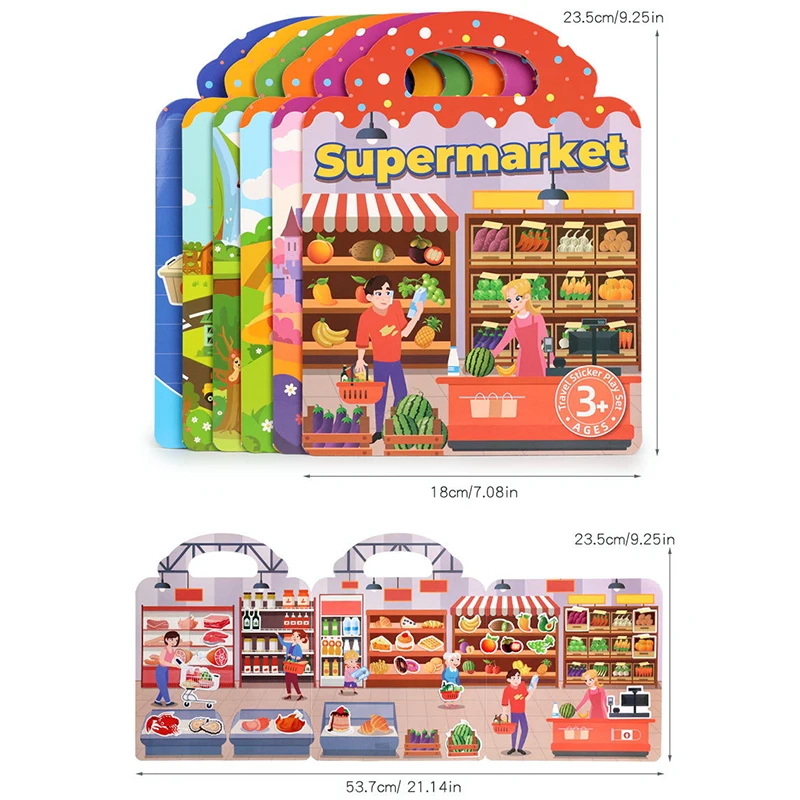 1 كتاب جيلي ملصق كتاب كتاب هادئ DIY متعة لملصقات مشهد الأطفال بشكل متكرر لصق لغز كتاب الملصقات