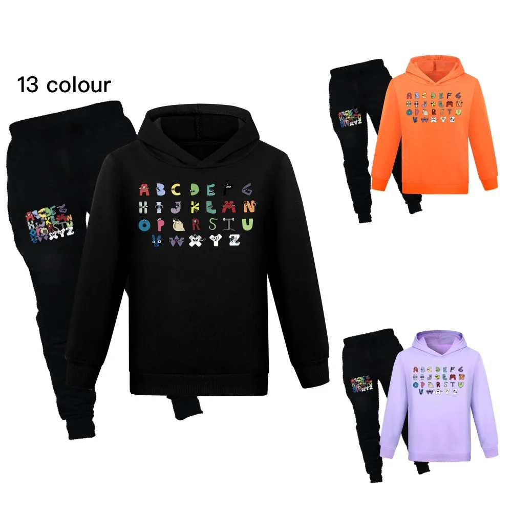 Alphabet Lore Hoodie Boutique Kids Jogging Clothing Boys Pullover Hoody Sweatshirt Top+Pants 2pcs Set Toddler Girls Sportsw