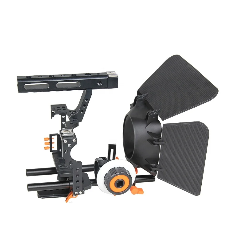 YELANGU Professional DSLR Video Camera Handheld Cage Kit  C500 With Follow Focus Matte Box Support for GH4 & A7 Series