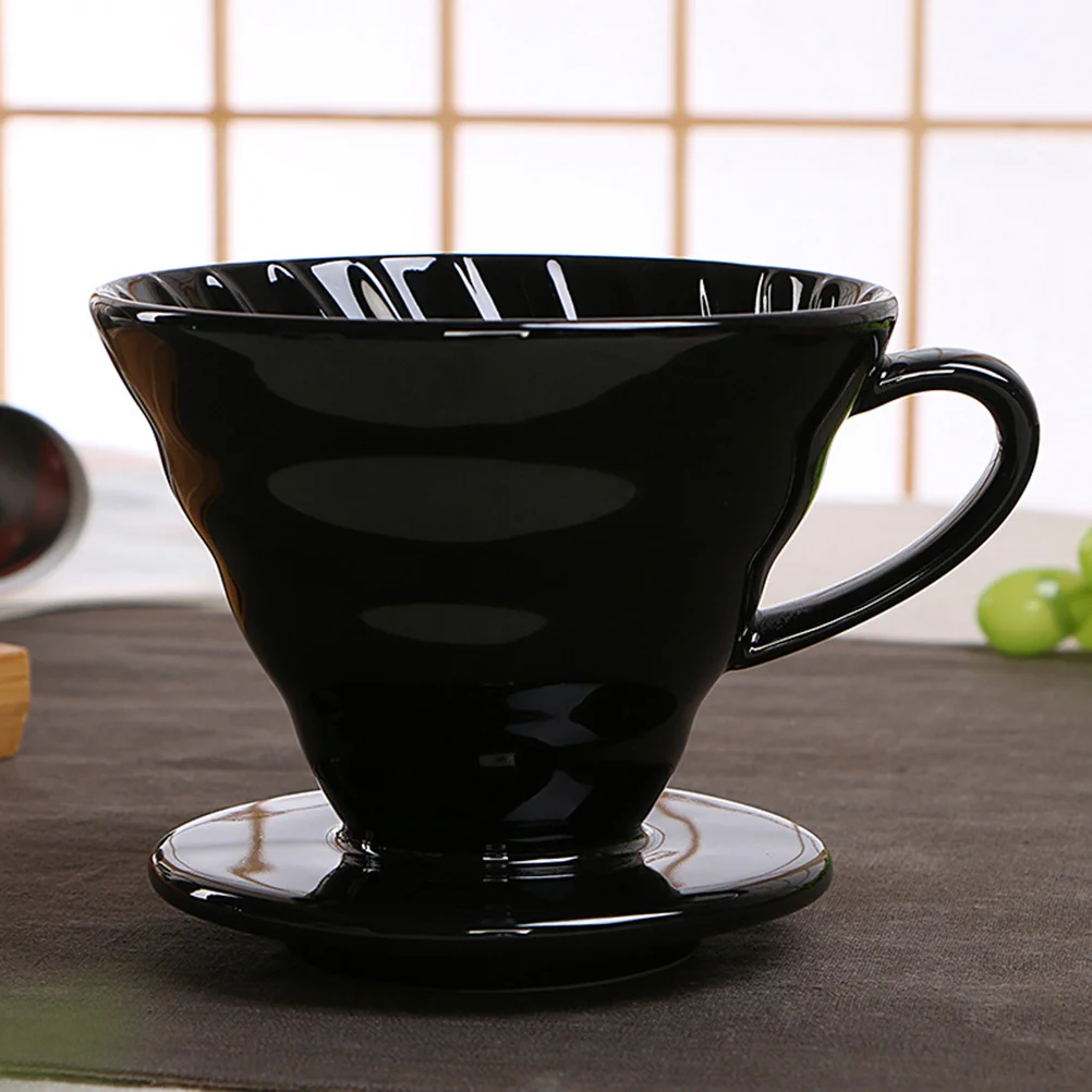 

1Pcs Black Ceramic Coffee Filter Cup 1-2 Person Hand Pour Dripper Cone Shape for Use Fine Craftsmanship Non Corrode
