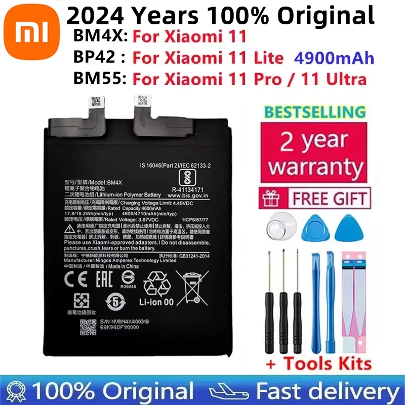 

2024 Year 100% Original Battery BM4X BM55 BP42 For Xiaomi Mi 11 Mi11 Lite 11 Pro Ultra Replacement Batteries Fast Shipping