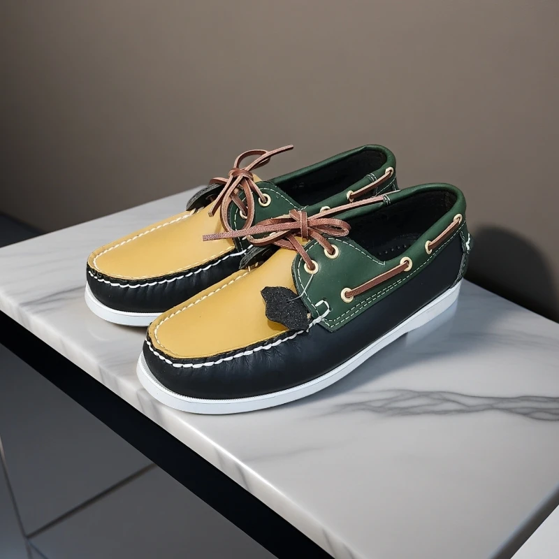 

Genuine Leather Loafers Men Moccasin Sneakers Driving Shoes Causal Men Shoes Handmade Classic Boat Shoes