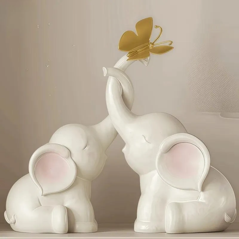 Custom resin couple animal statue elephant sculpture desktop wedding decoration home decoration
