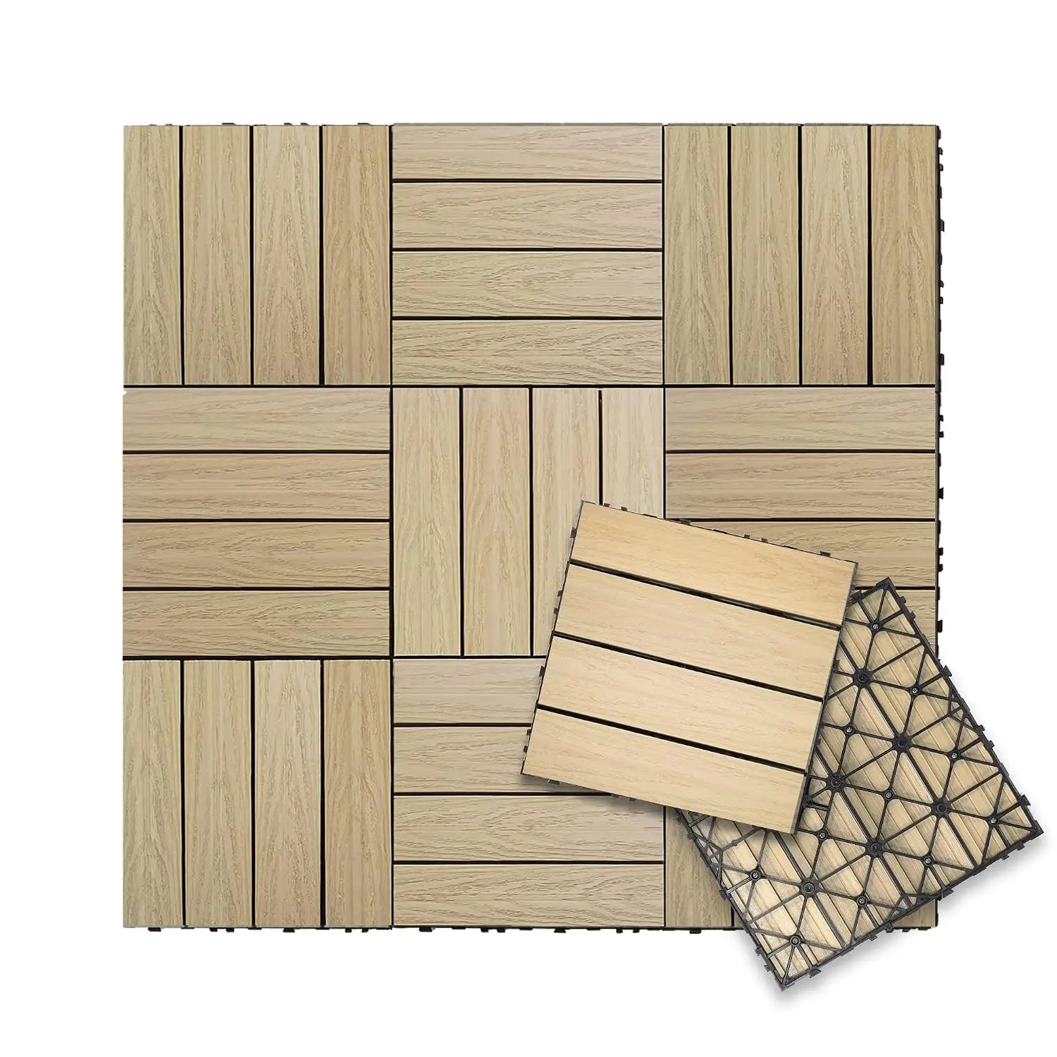 Quick Deck interlocking design includes 10 pieces per box with 10 sq. ft. coverage of flooring space, Customized