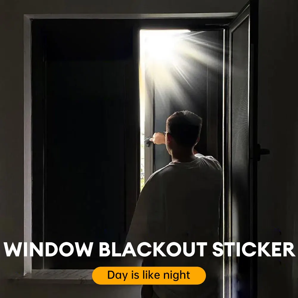 2 Rolls Window Privacy Film, Frosted Blackout Glass Window Film, Black Matte Texture, No Glue Or Adhesives Required