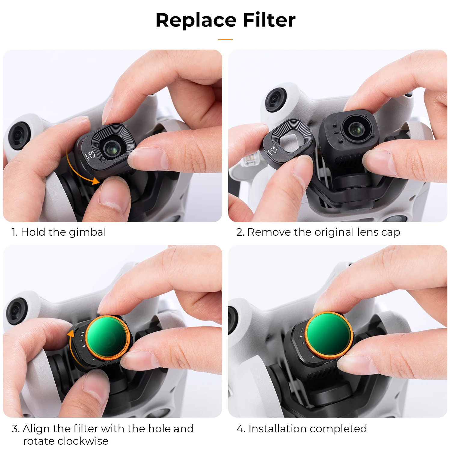 K&F Concept UV + CPL + ND2-ND32 + ND32-ND512 مجموعات مرشح لمرشح العدسة DJI Mini 4 Pro 4 Pack مع 28 طبقة طلاء نانو