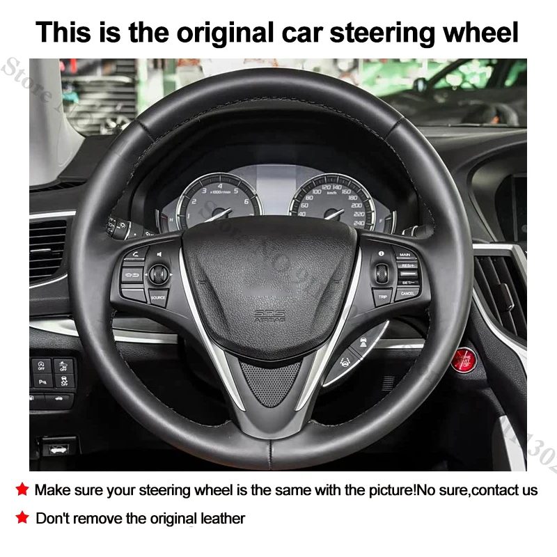 Hand-Stitched Steering Wheel Cover Faux Suede Cow Leather For Acura TLX 2014 2015 2016 2017 2018 2019 2020 Auto Accessory