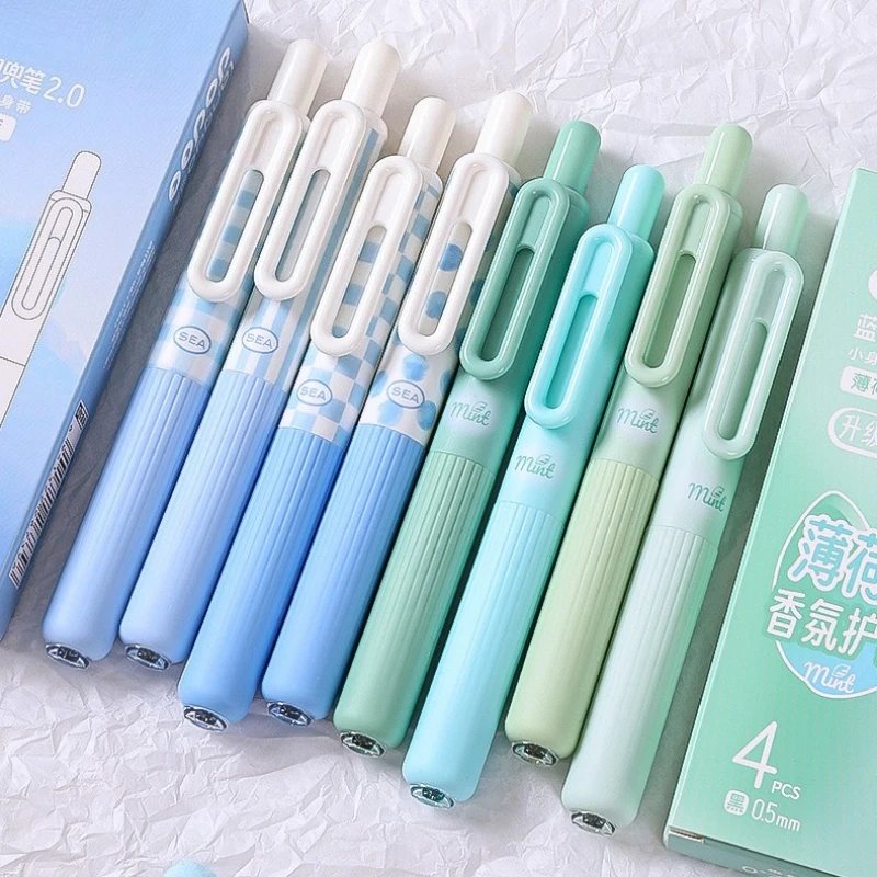 

4pcs Fragrance Gel Pen Silicone Pen Sheath 0.5mm Black Ink Signature Pen Student Writing Stationery School Office Supplies