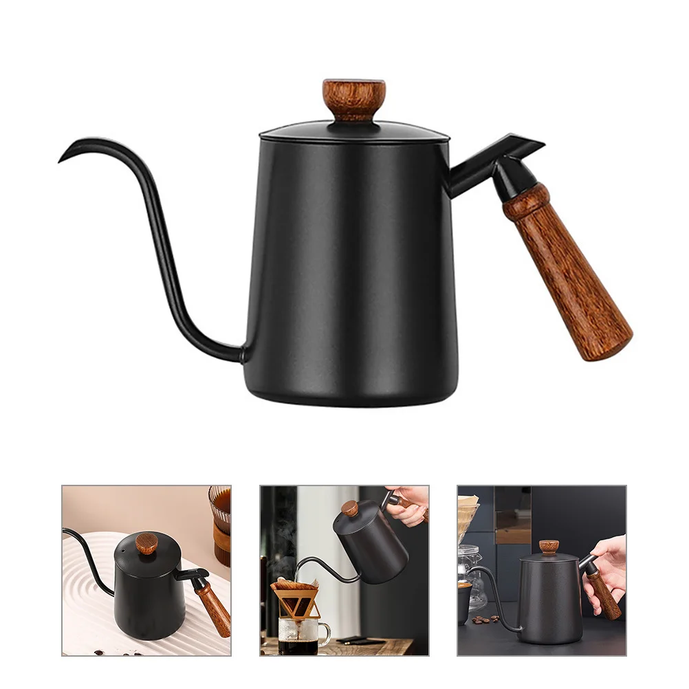 

Stainless Steel Gooseneck Coffee Pot with Wood Handle Kettle for Precise Drip Brewing Ideal for Home Office Camping