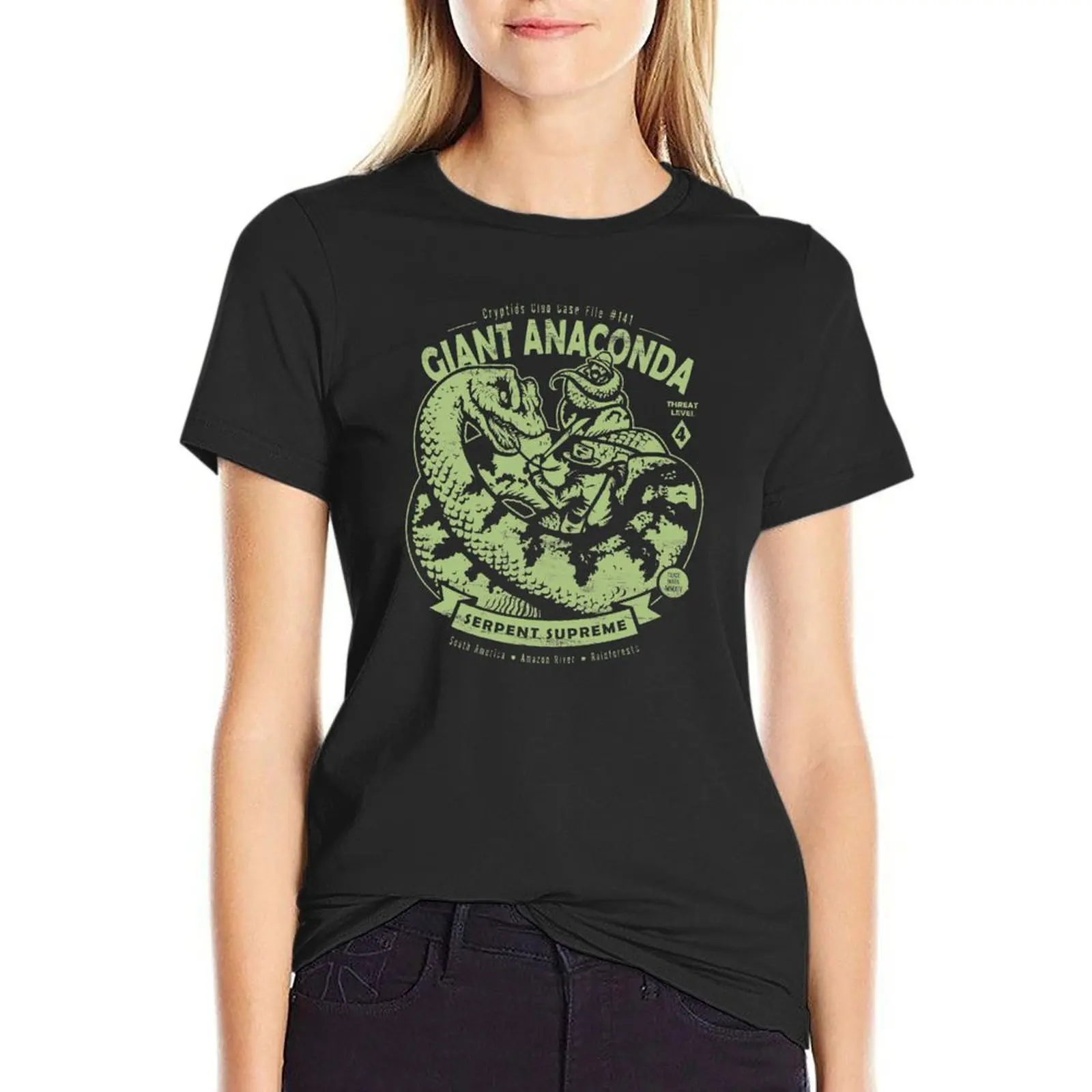 

Giant Anaconda - Crytpids Club Case file #141 T-Shirt tees korean fashion T-shirts for Women