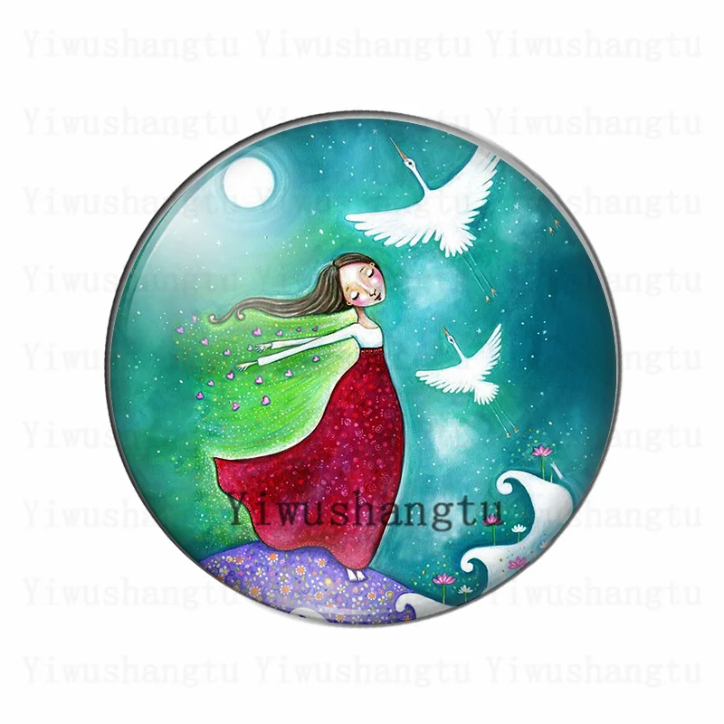 Beautiful princess girl Fairy tale comic expect fine  12mm/20mm/25mm/30mm photo glass cabochon demo flat back Making findings