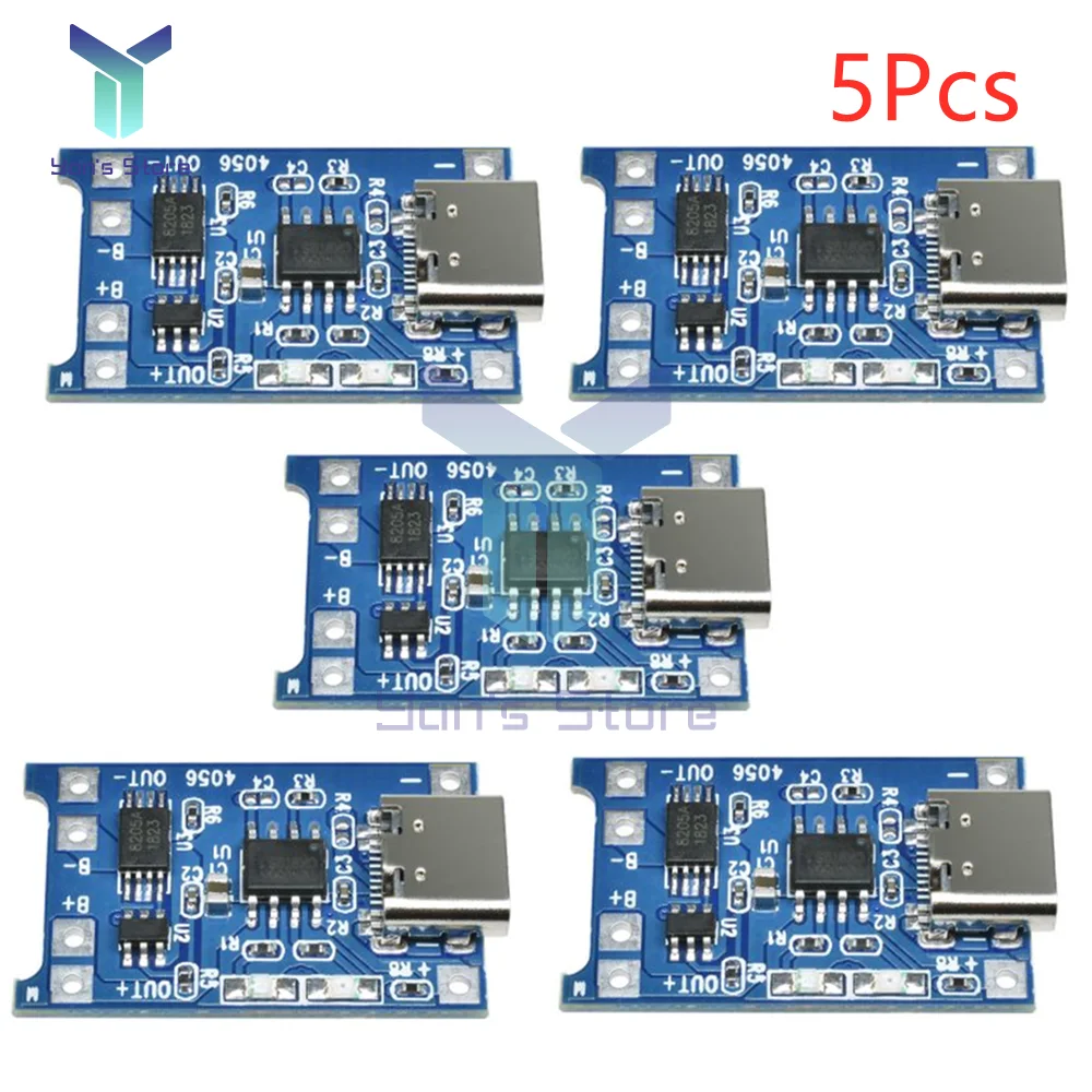 5 pz Type-C/Micro USB 5V 1A 18650 TP4056 modulo caricabatteria al litio scheda di ricarica con protezione doppia funzione 1A li-ion