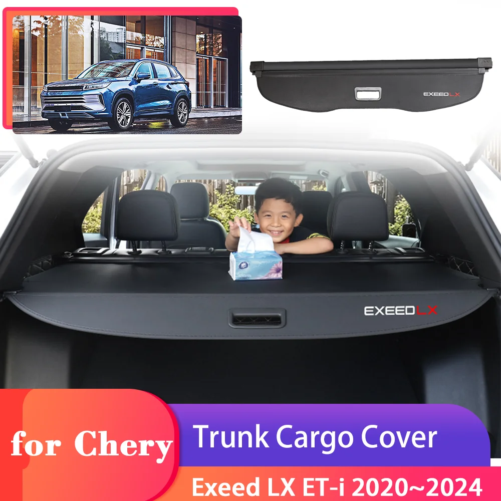 Car Trunk Cargo Cover for Chery Exeed LX ET-i 2020~2024 Luggage Tray Storage Security Shield Curtain Partition Mat Accessories