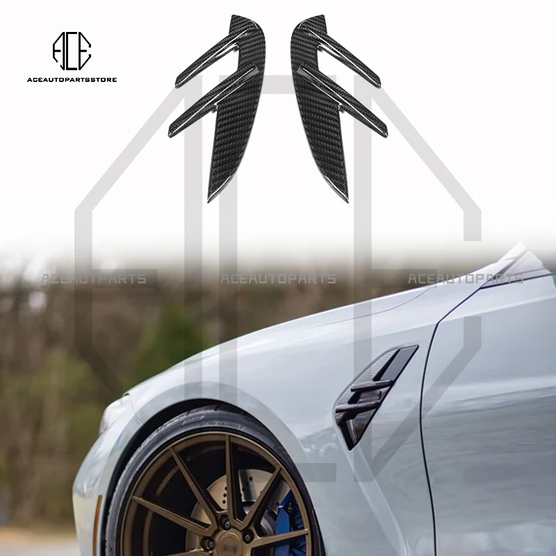 

Dry Carbon Fiber Front Bumper Side Fender Fog Lamp Air Vent Cover Trim Car OEM Styling 3M Paste For BMW M3 M4 G80 G82 G83