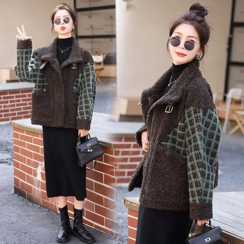 Autumn Winter New Fashion Lapel Simple Korean Version Loose Female Woolen Jacket Fleece Keep Warm Women's Wool Coat