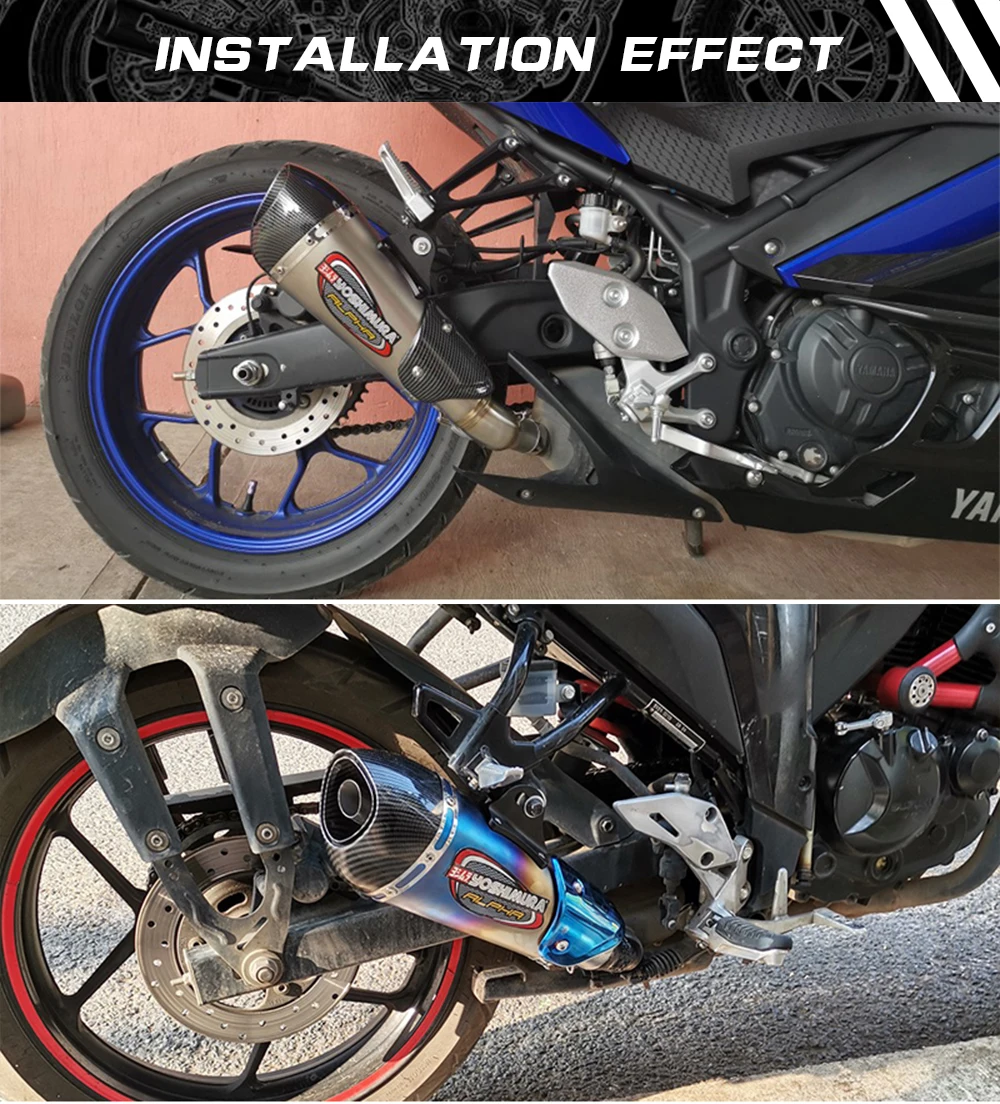 Silenciador universal de escapamento de motocicleta, 51mm, yoshimura alpha, com db killer, para honda r3 mt07 fz1 r6 r15 zx6r zx10 cbr300 gsxr1000