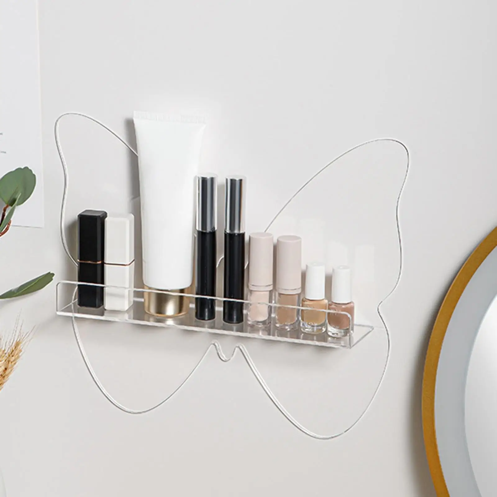 Acrylic Floating Wall Ledge Shelf, U Shaped Modern Wall Mounted Bookshelf for