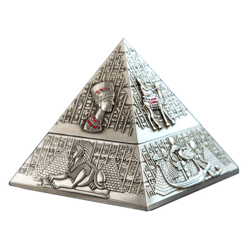 Innovation Metal Ashtray Retro Egyptian Pharaoh Pyramid Shape Ashtray Home Desktop Decoration Crafts Ornaments Gift