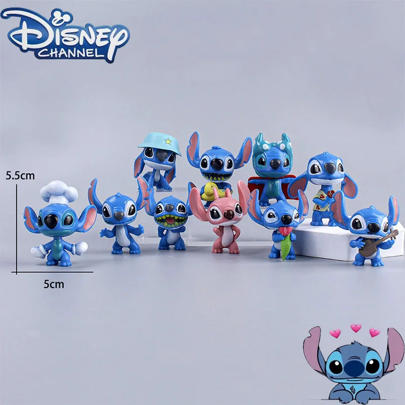 10pcs/set Disney Movies Lilo & Stitch Pvc Action Figures Cartoon Stitch Model Doll Car Ornament Cake Decoration Children Gifts