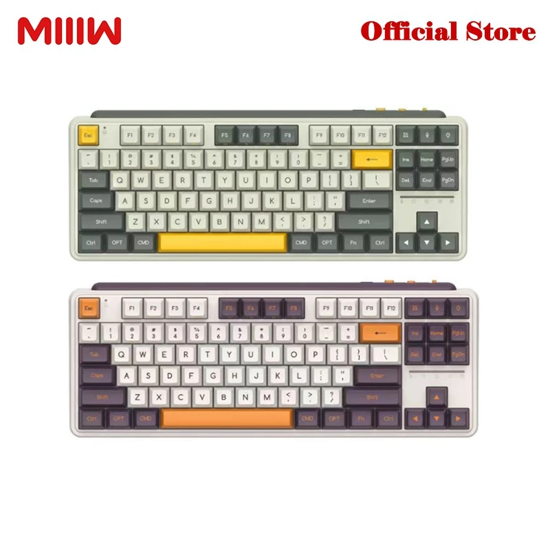 Miiiw Wireless Mechanical Keyboard Z870 RGB High Ball Keycaps Office Gaming 87 Keys Bluetooth3.0 5.0/Wired/USB 3 Mode Keyboard