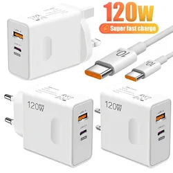 120W Super Fast Charging USB TypeC PD 10A GAN Fast Charger Cable Quick Power Adapter for IPhone Xiaomi Samsung Pixel Huawei OPPO