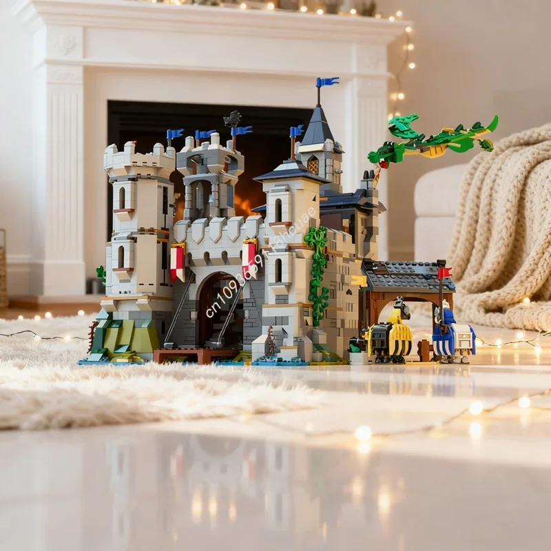 

2625 деталей MOC: Средневековый замок, конструктор, модель для сборки, игрушка для творчества, идея для рождественского подарка, подарок на день рождения для детей