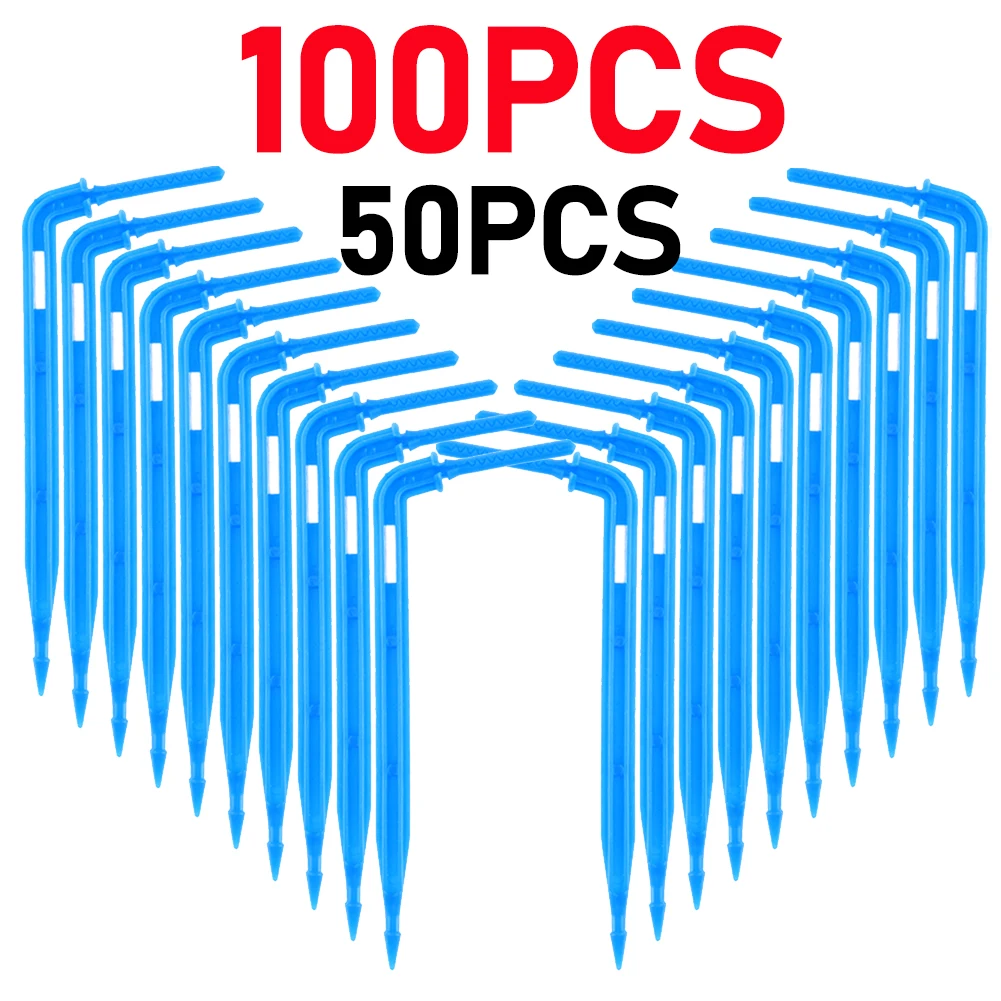 

50/100 шт., передатчик для капельного орошения, система полива, капельный спринклер, комплект для орошения для 3 мм шланга, изгибающая стрелка, излучатель