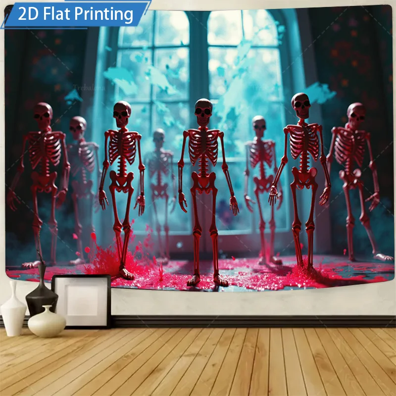 

1 шт. настенный гобелен Хэллоуин скелеты брызги крови настенный гобелен-моторошний декор комнаты ужасов