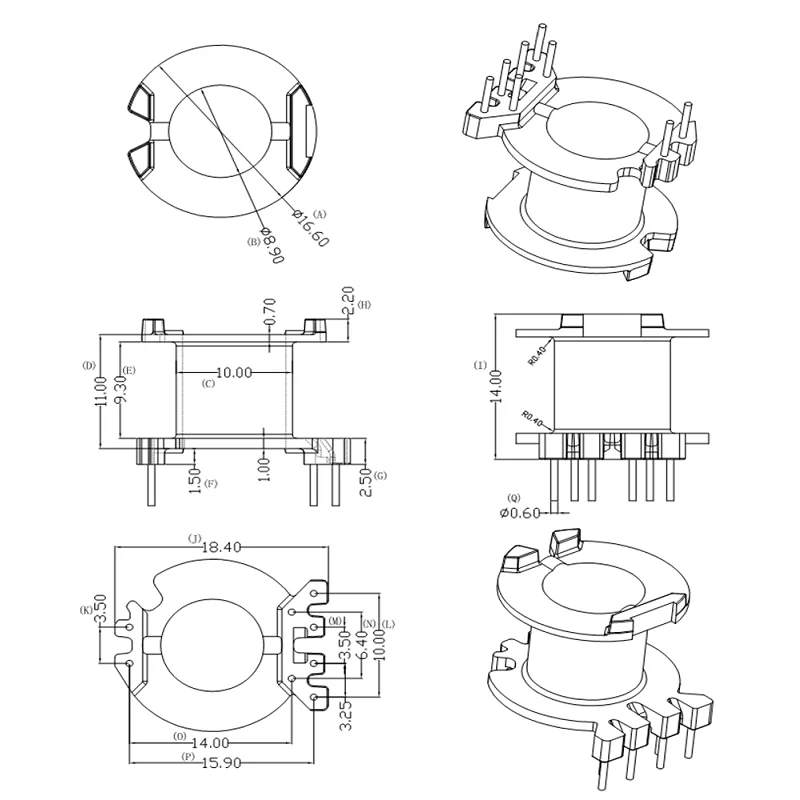 

high frequency transformer RM8 ferrite core PC44 material and bobbin Vertical 4+2+2pins +clip 10sets/lot