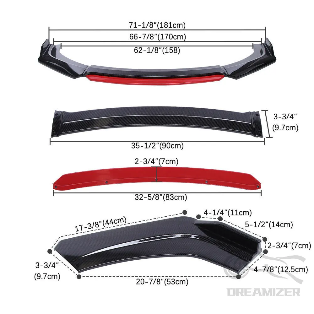 For Chevrolet Corvette C7 4pcs Car Front Bumper Lip Kit Spoiler Splitter Diffuser Carbon Fiber Canard Car Replacement Parts