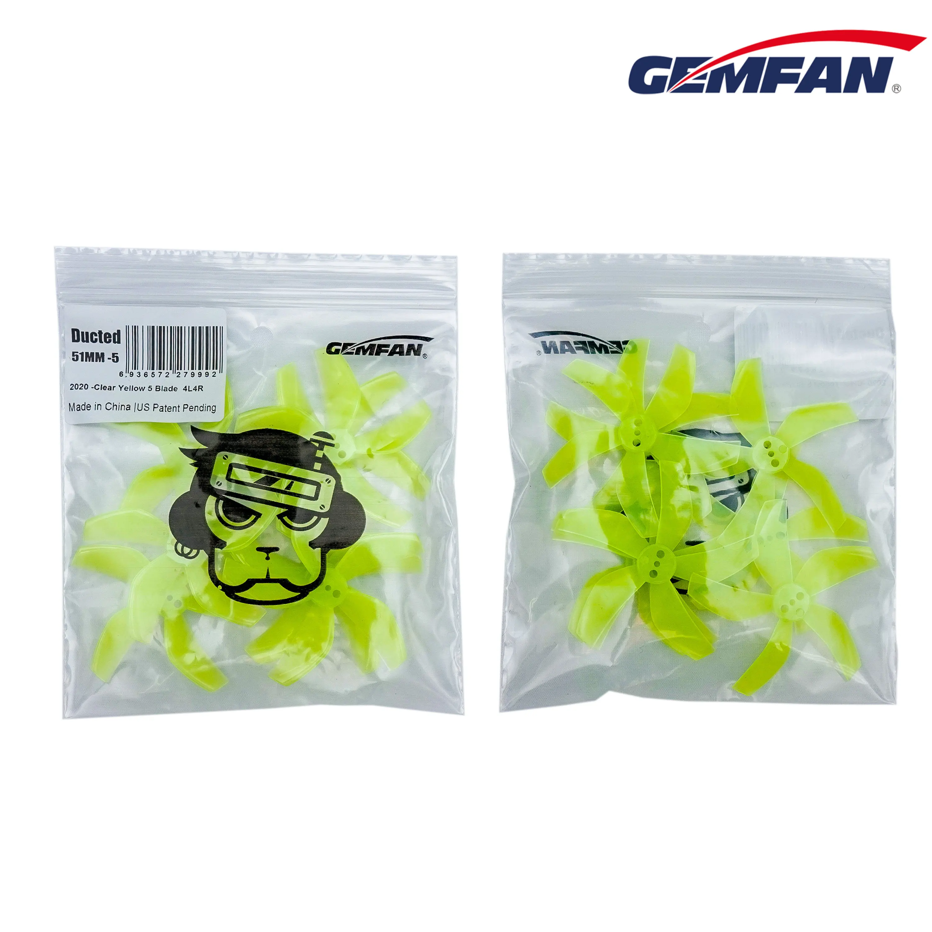 Gemfan D51-5 51mm Ducted 5-Blade Props (4Pairs), 1.9 Pitch, 1.5mm Shaft