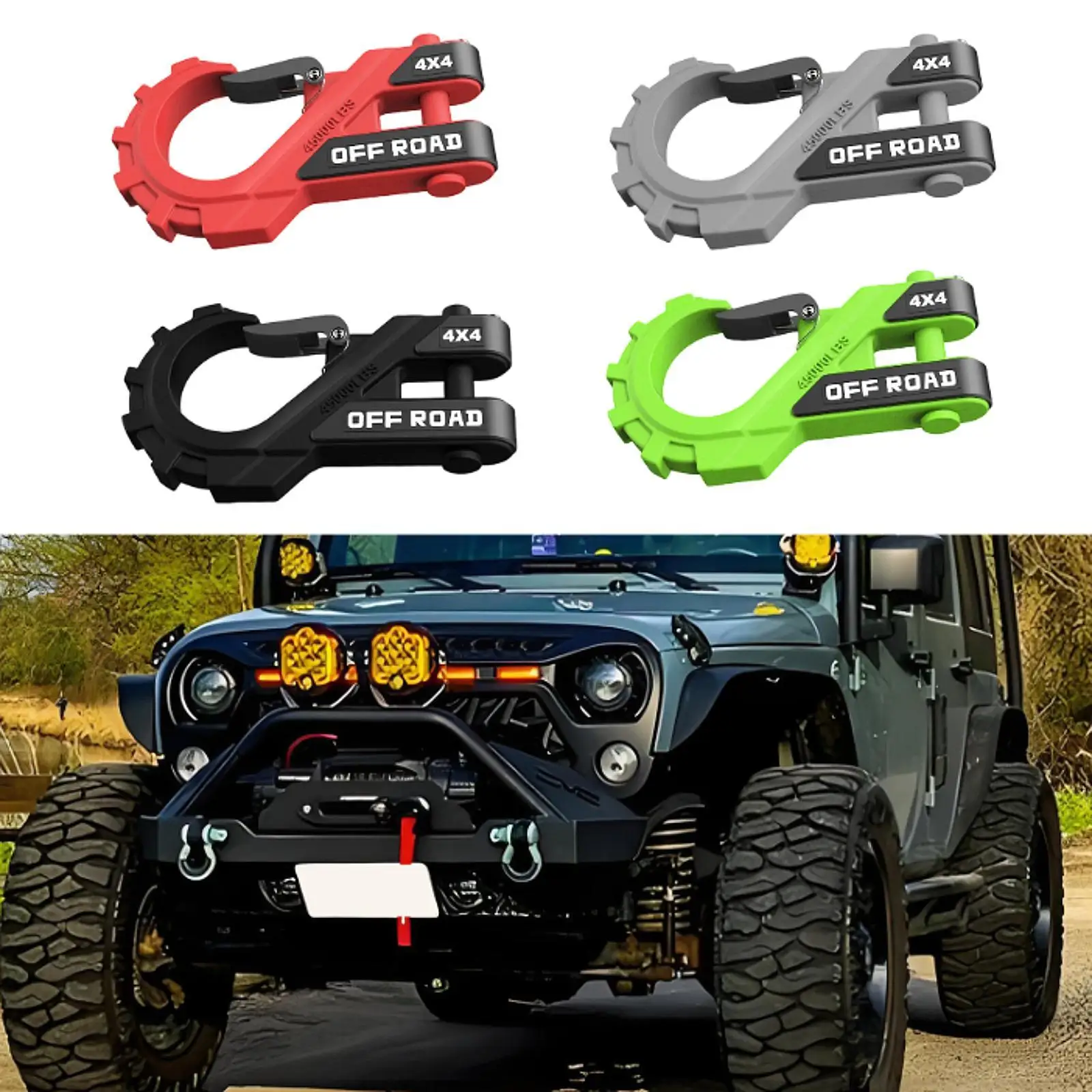 

Flat Winch Hook Connector with Rubber Guard Secure Trailer Shackle Mount for Off Road Vehicle Towing Applications