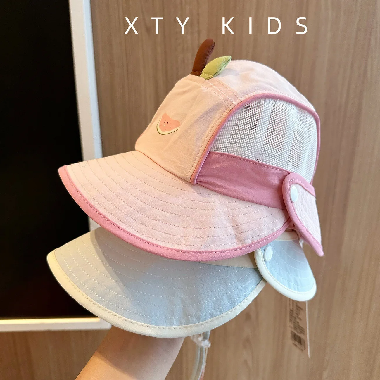 2026 Summer New Baby Bucket Hat Thin Breathable Mesh Apple Shaped Wide Brim Sun Cap Cute Lightweight Anti UV Infant Outdoor