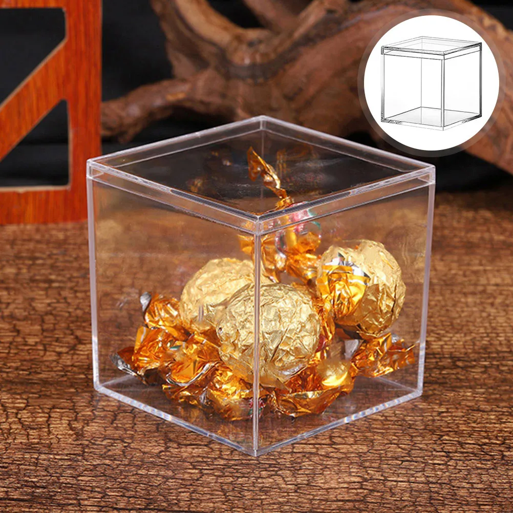 

14pcs Acrylic Gift Box Clear Candy Packaging Boxes For Chocolate Storage Favors Wrapping Baked Goods Wedding Party Container Lid