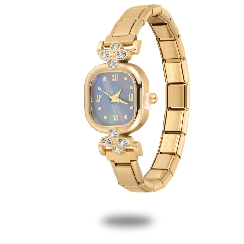 Frauen Männer Blume Oval Quadratische Form Hohe Qualität Edelstahl Uhr Armband 9mm DIY Italienischen Charme Y2K Uhr armreif Schmuck