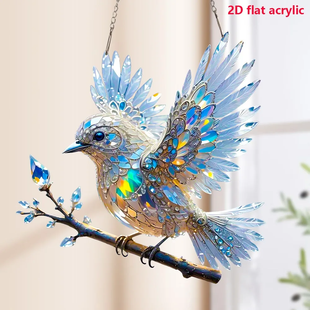 Fashion Acrylic Bird Hangings Pendant Ornaments Sun Catcher Hummingbird Stained Window Hanging Window Stained Birds