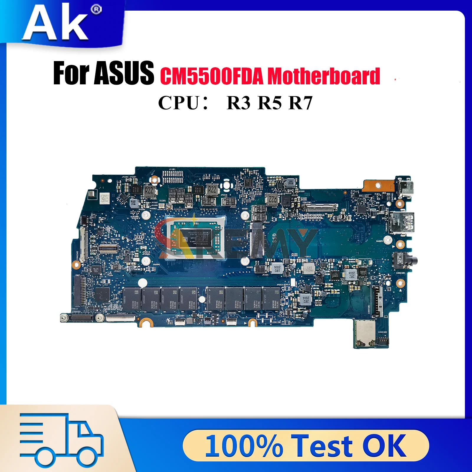 

Материнская плата для ноутбука CM5500FDA для ASUS Chromebook CM5500FDA CM5500F, материнская плата для ноутбука с процессором R3 R5 R7, 100% тестирование, ОК, быстрая доставка