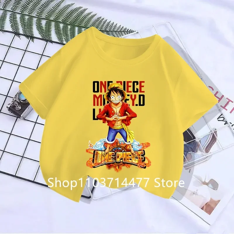 

New Arrival 2024 T-shirt Funny Anime One Pieces Children Clothing Cartoon Print T Shirt Student Boys/Girls Summer Sunmer Tops