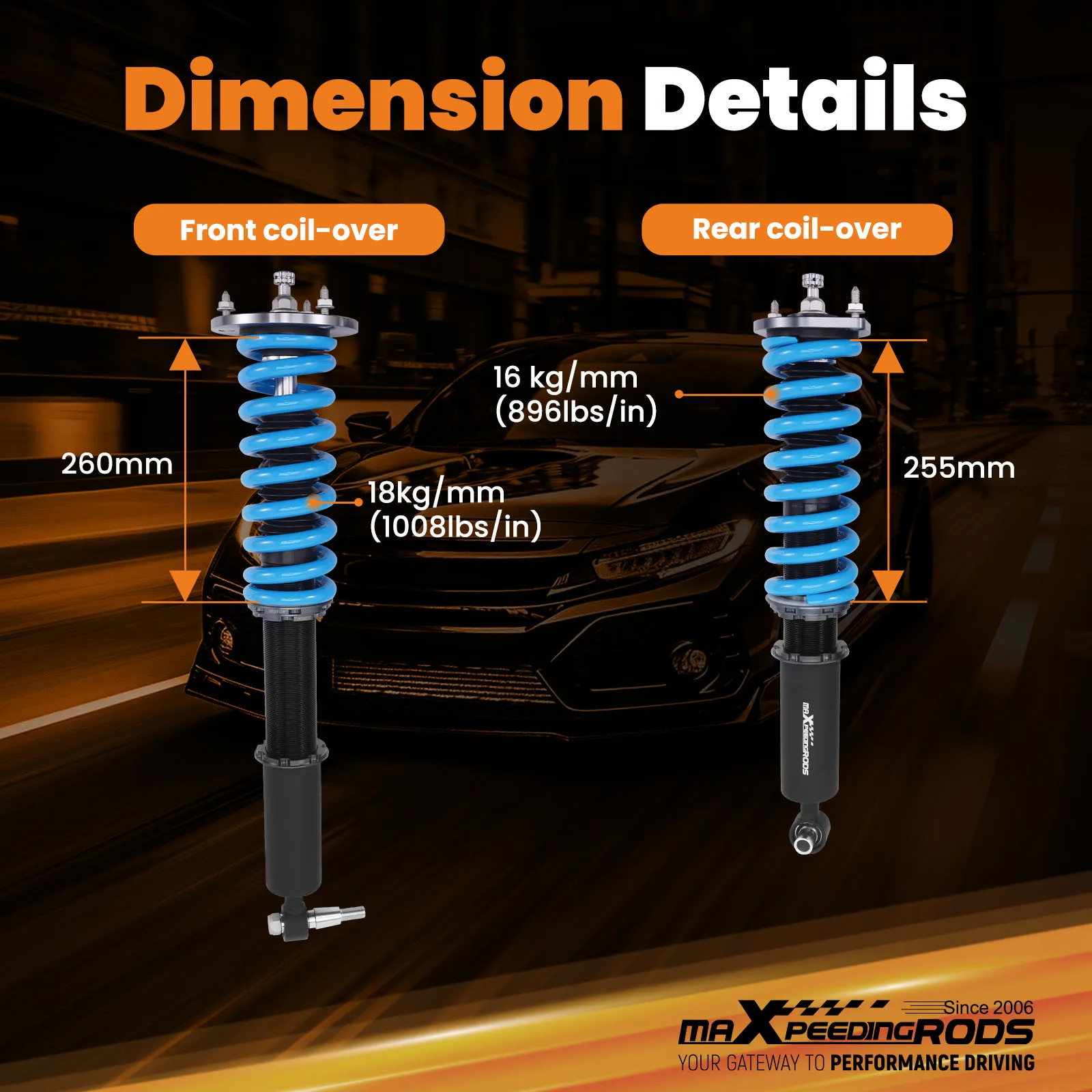 MaXpeedingrods 24 مستوى كويلوفيرس قابل للتعديل لمرسيدس بنز SL500 SL600 R230 2003-2011