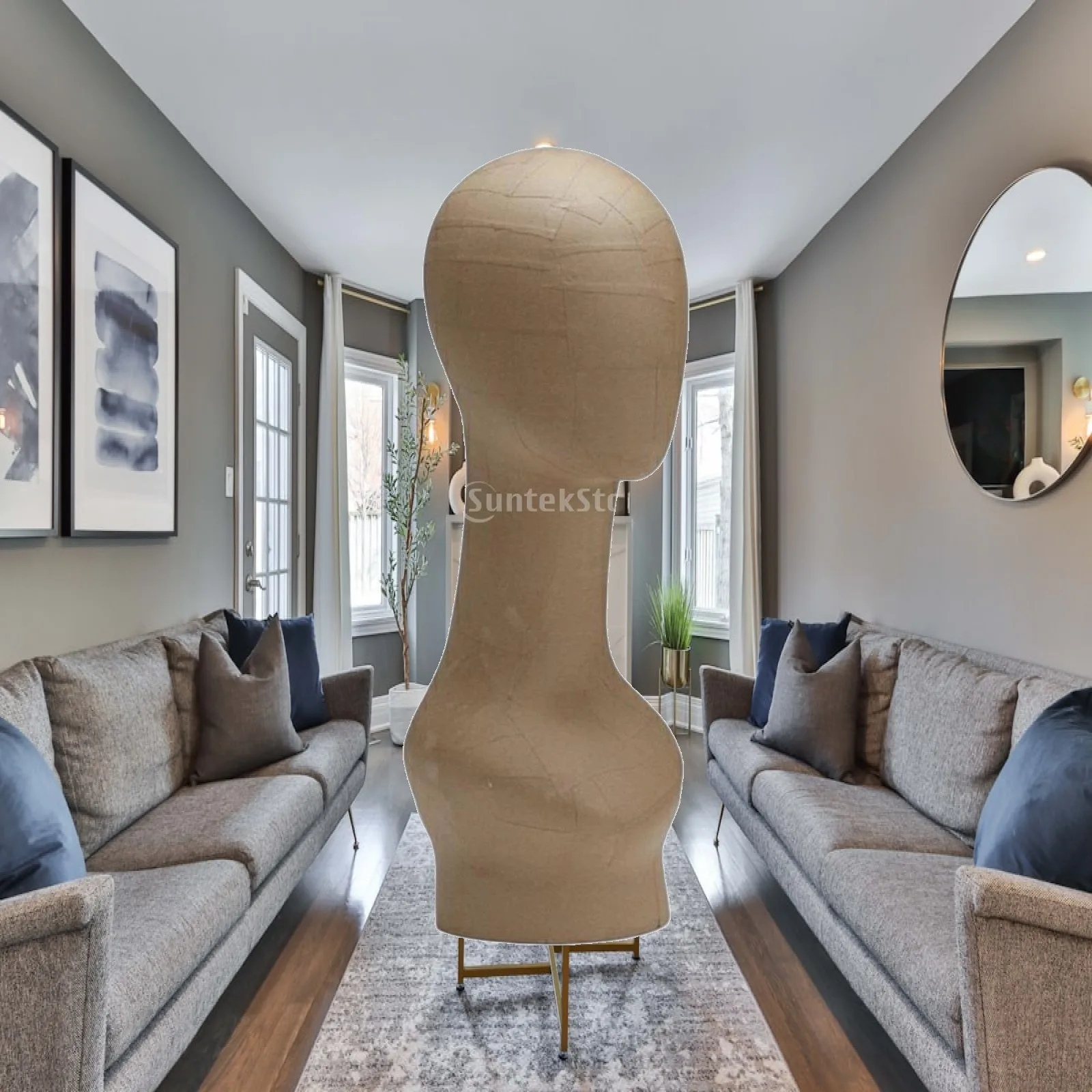 Stable PE Core Paper Mannequin Head Bust with Metal Stand for Hat Scarf Necklace Display Merchandising