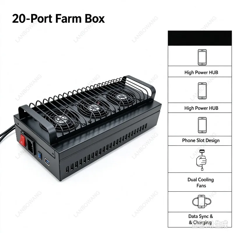 Suitable for 20-port High-power HUB Splitter Mobile Phone Screen Projection