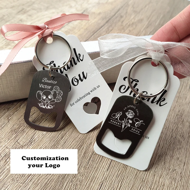 Personalized Keyring Bottle Opener Keychain Metal Beer Bottle Opener Wedding Gifts for Guests baby shower Party Favors Souvenir