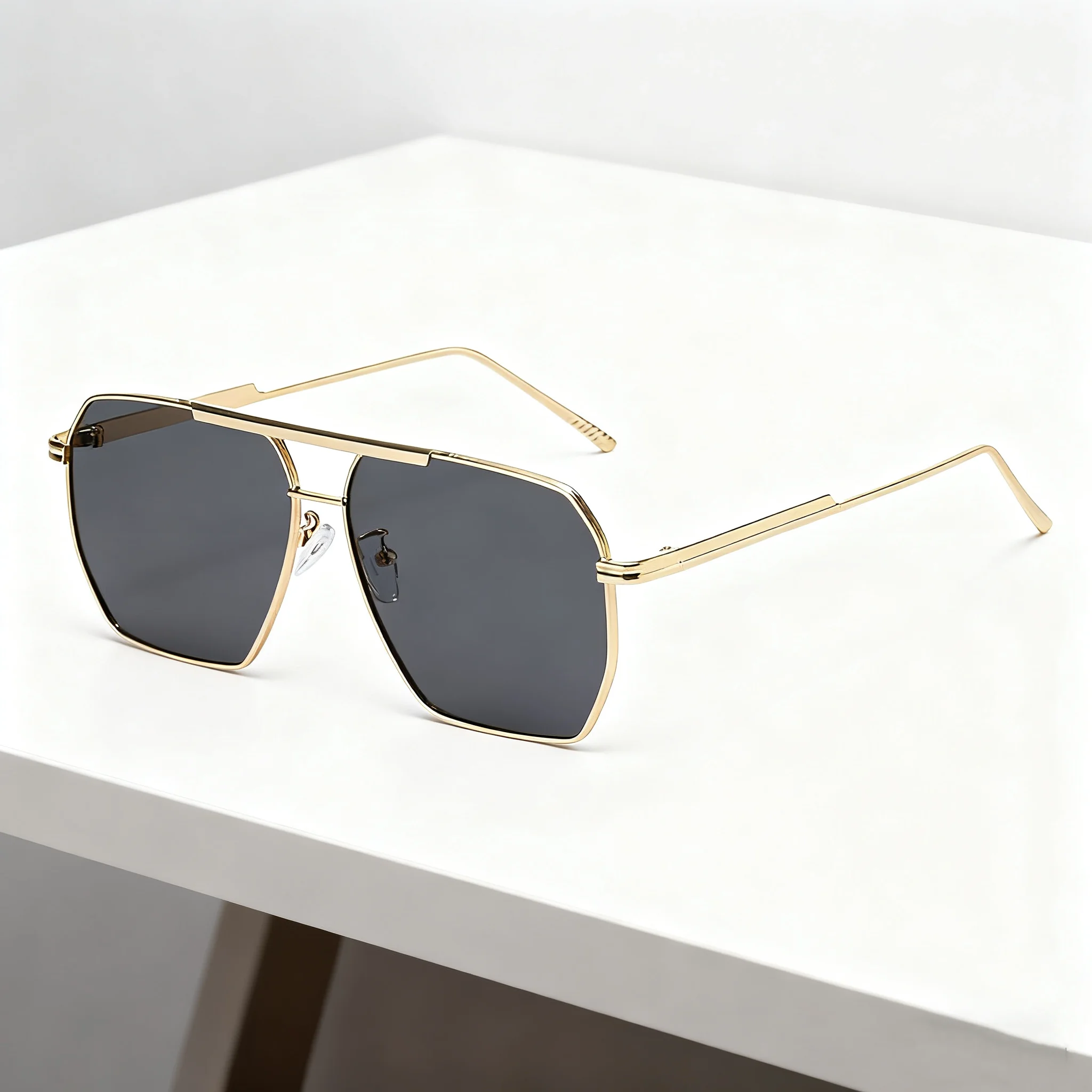 

Retro Personalized Double Beam Pilot Metal Frame Women's Sunglasses Outdoor Neutral High Quality UV400 Sunscreen Glasses