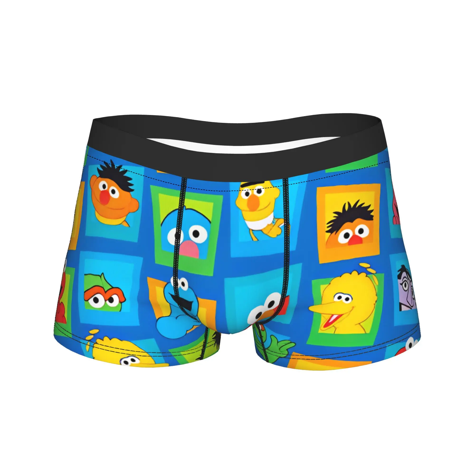 S-Sesames Streets Underwear  Custom Boxershorts High Quality Man Underpants Soft Trend Boxer Brief Birthday Gift