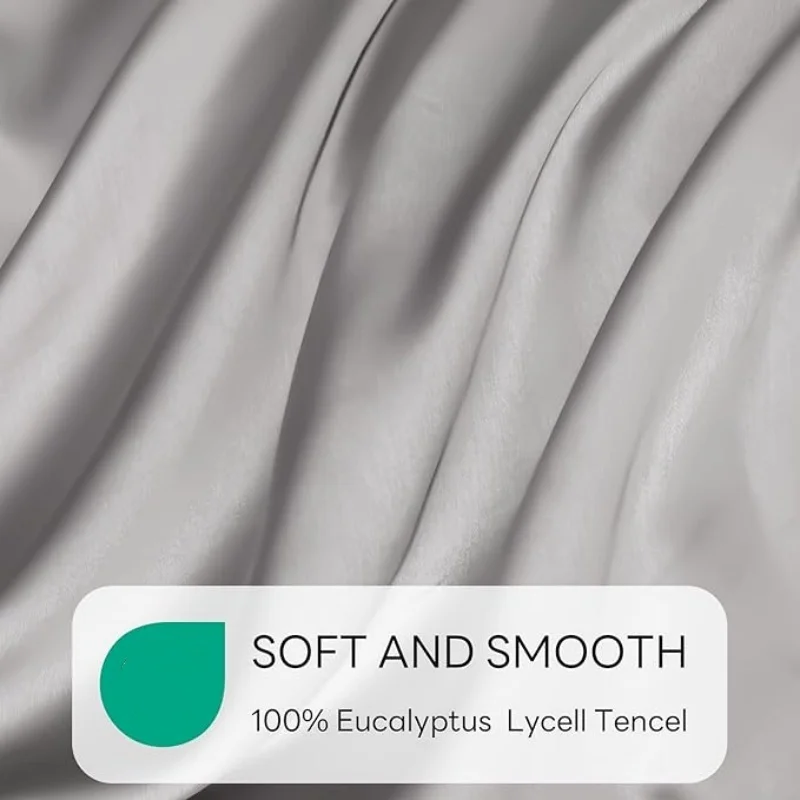 الفراش المنزلي ، 1 قطعة غطاء لحاف أو 1 قطعة ورقة جاهزة أو 2 قطعة المخدة ، فاخر حريري رمادي فاتح بياضات ناعمة قابلة للتنفس انخفاض الشحن